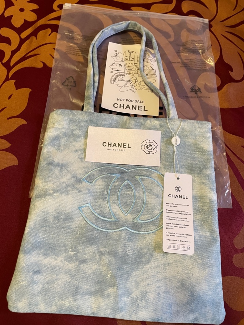 VIP Light Blue Cloud-Effect Canvas Tote